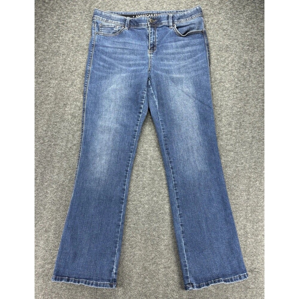 American Star Women’s Jeans Size 14 Blue Stretch Denim Straight Bootcut Mid Rise